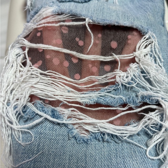 Pistola Upcycled Relaxed Fit Boyfriend Ripped Blue Denim Jeans Pink 28 size 6 - Picture 5 of 11